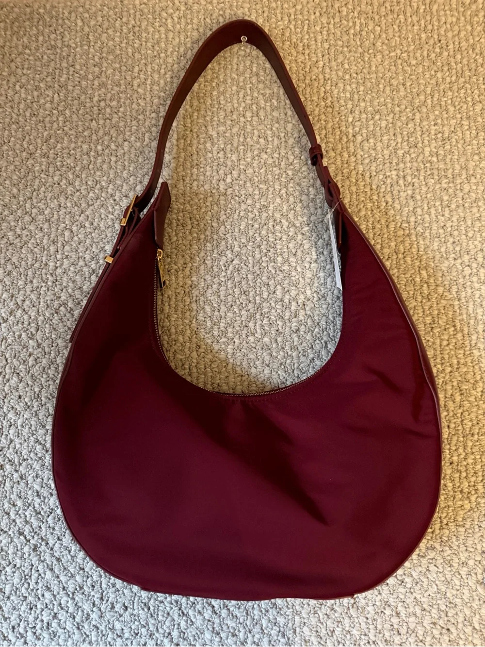 Time and Tru Harbour Hobo Bag Crimson Red Nylon Crescent Shoulder Purse NWT